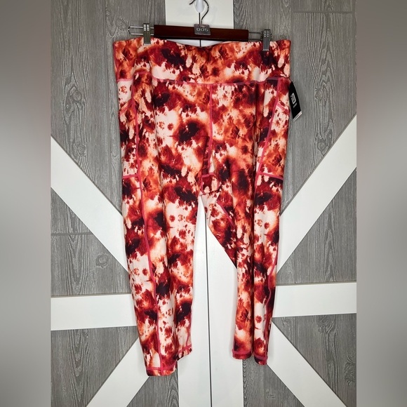 001. Nwt Id Ideology Plus Size Compression Tie-Dye Side-Pocket Crop Leggings 2X - Picture 2 of 9